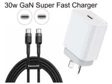 SAA 30W USB-C Super Fast Wall Adapter /BASEUS Cable For Apple iPhone 15 /15 Plus