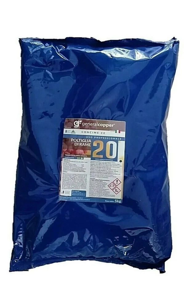 GENERAL COPPER POLTIGLIA DI RAME 20% SOLFATO DI RAME NEUTRALIZZATO CONCIME CE BIOLOGICA 5 KG