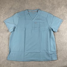 Fabletics Men's 2X Wave Blue Polyester Viscose Helix 1 Pocket Scrub Top