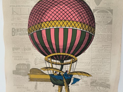 Rare Aaron Ashley 19th-Century Hot Air Balloon Lithograph – Glaisher & The Graph - Picture 2 of 6