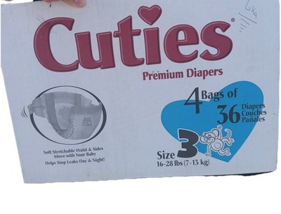 Cuties Premium Diapers Size 3 144 Count