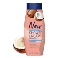 Nair Sensitive Shower Cream Hair Remover, Coconut Oil & Vitamin E, 12 oz