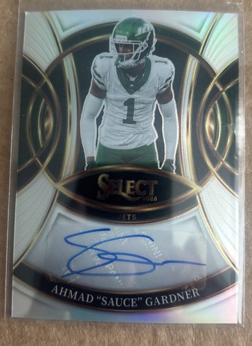 2025 Panini Select Football Sauce Gardner Auto Silver Prizm Jets