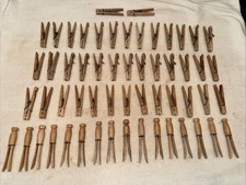 Lot Of 57 Vintage Wooden Clothes Pins Crafts Decor Farm Cottage Crafters