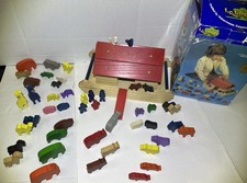 T C Timber Wooden Noah  s Ark Playset 50 Pieces Complete w/ Extras Vintage