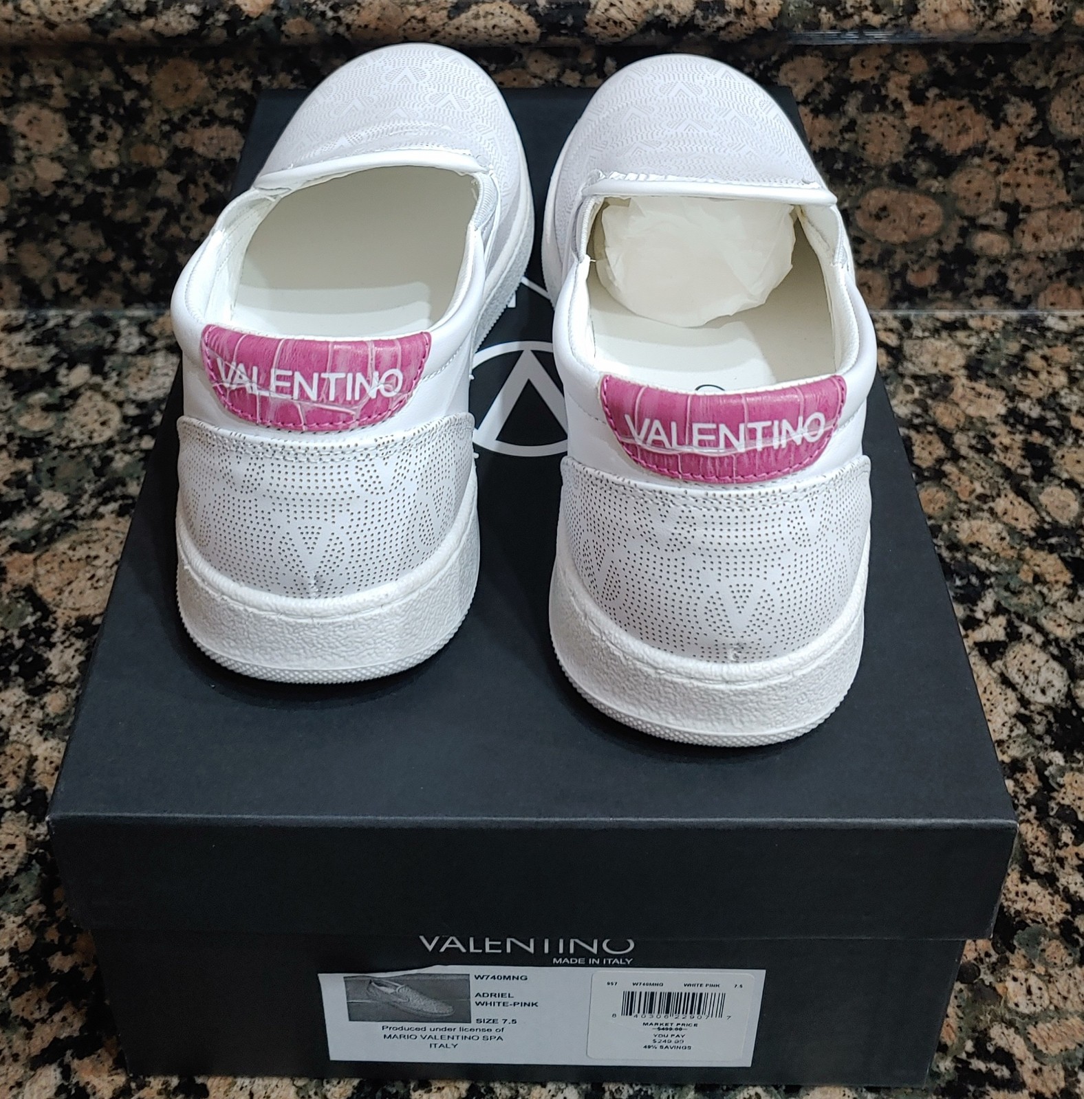 Valentino by Mario Valentino Adriel White/Pink  Monogram Leather Slip On  - 7 thumbnail 4