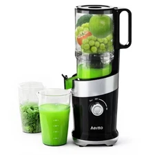 Aeitto Slow Juicer Machines, 4.9" Extra Large Feed Chute Cold Press Juicer 