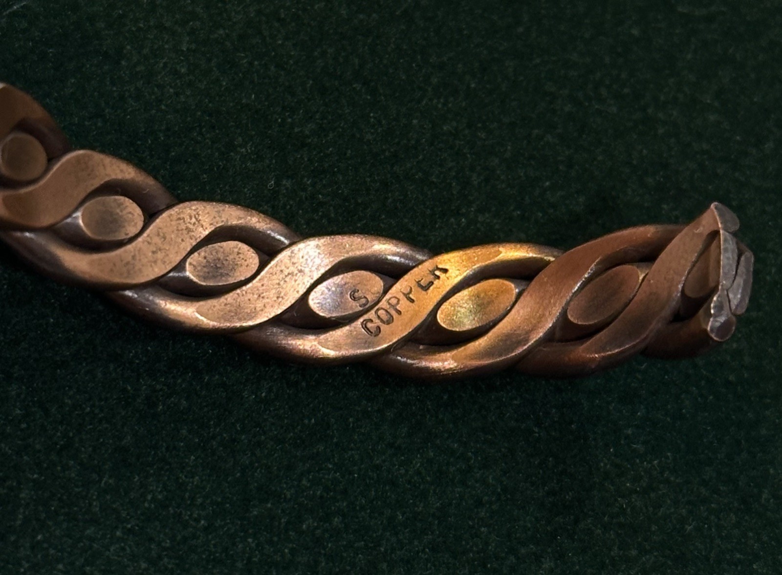 Vintage Solid Copper Native American Style Cuff/B… - image 4