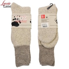 NEW ELDER Thermal Insulated Socks 100 Wool Beige Fits 10-11.5 Thick USA Made