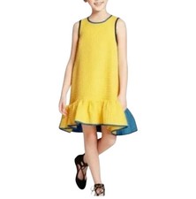 Victoria Beckham for Target Girl’s Yellow Blue Textured Ruffle Hem Dress Sz XL