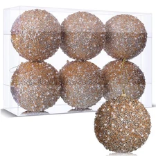6 Pcs 4" Christmas Ball Ornaments Glitter Sequin Foam Holiday Xmas Tree Decor...