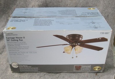 Hampton Bay 739 887 52'' Indoor Ceiling Fan with Light Kit - Bronze Finish