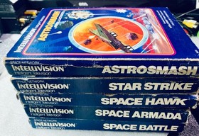 INTELLIVISION LOT OF 5 STAR STRIKE/ASTROSMASH/SPACE HAWK /SPACE BATTLE/SP.ARMADA