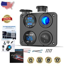RV USB Outlet Panel, 12V Aluminum 4-in-1 Charger PD30W QC18W, LED Voltmeter, ...