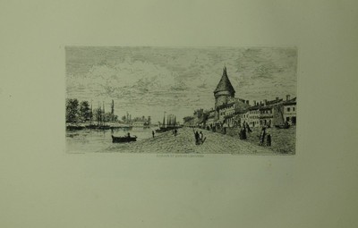 ''La Garonne pres Pauillac''. Eau forte (Radierung). Teyssonnieres, Pierre Salvy F