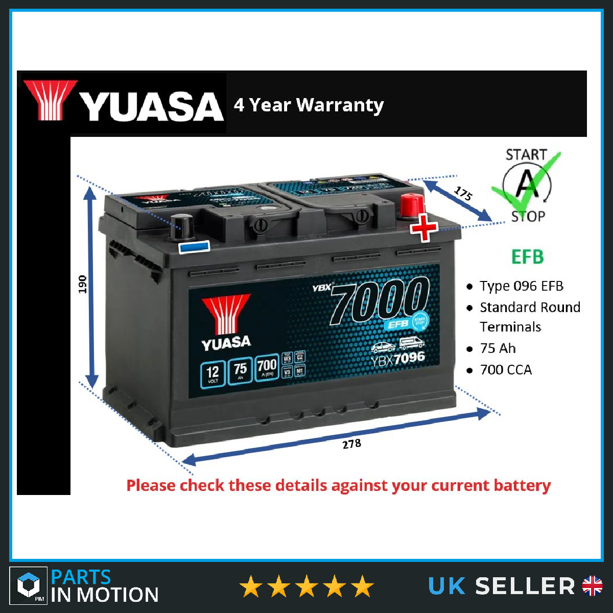 EFB Car Battery fits NISSAN JUKE QASHQAI X-TRAIL MICRA NAVARA Stop