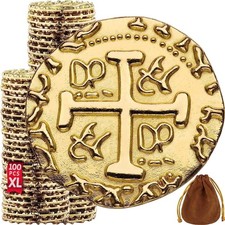 Authentic Gold Pirate Doubloons Set - 100 Zinc Coins for Decorations  Favors