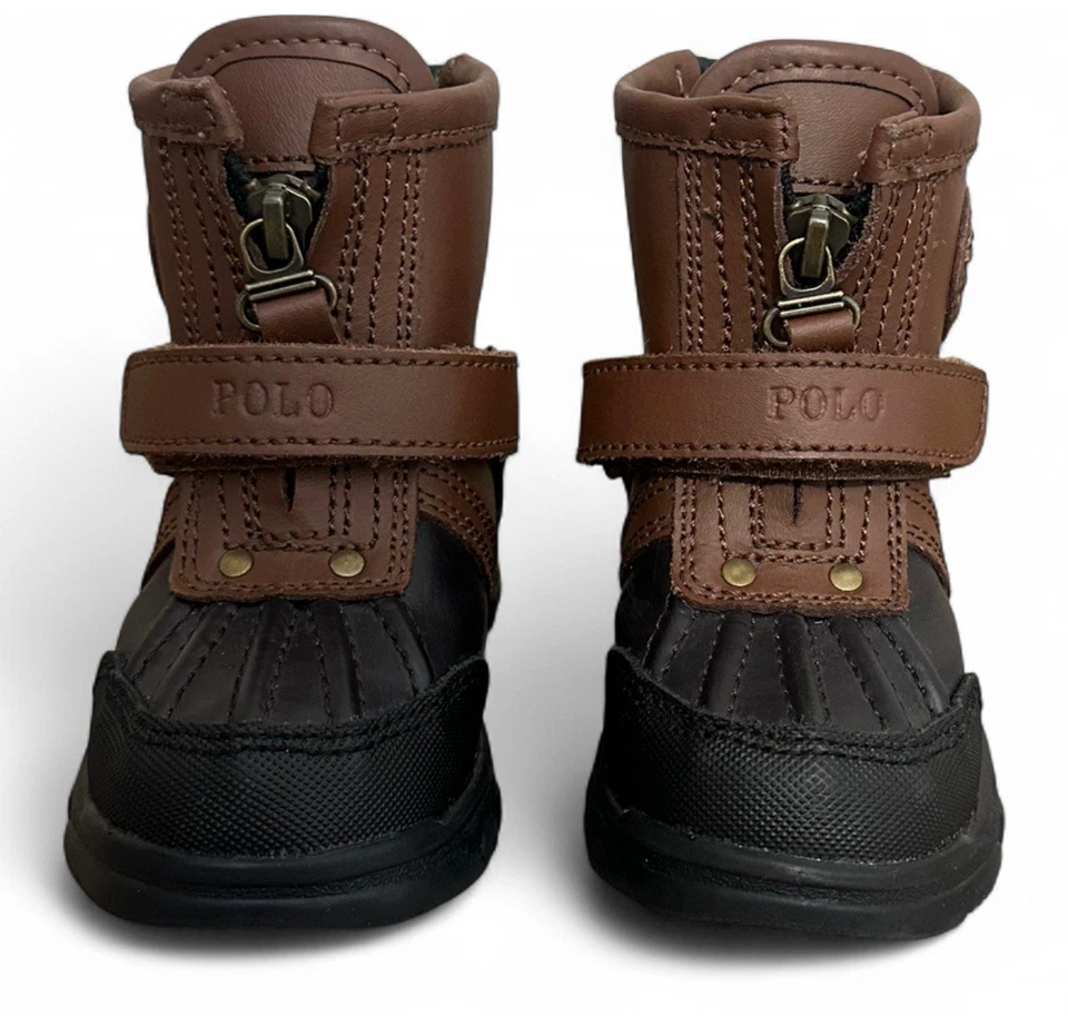 NUEVAS Botas de Bebé Polo Ralph Lauren Conquered Hi Infantil Talla 5 Cuero Puntera Tapada Foto 2 de 4