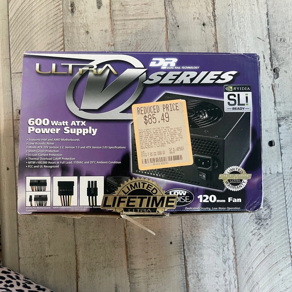 Ultra V Series 600 Watt ATX Power Supply SLI Ready Computer PC - Image 2 of 4