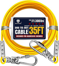 Heavy Duty Dog Tie Out Cable 35FT Large Dogs Steel Runner Lead 1000lb Strength