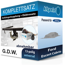 Für Ford Escort Cabrio 92- G.D.W. Anhängerkupplung abnehmbar + 13polig E-Satz FP