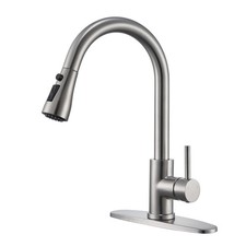 Kitchen Faucet with Pull Down Sprayer, Brushed Nickel, Sleek Classic Design f...