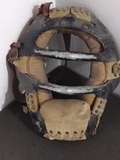 Vintage Baseball Catcher’s Mask Steel Frame Leather Padding Old School Catchers