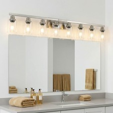 51" Modern 8 Lights Vanity Light Chrome Wall Lamp Fixture Bathroom Mirror Sconce