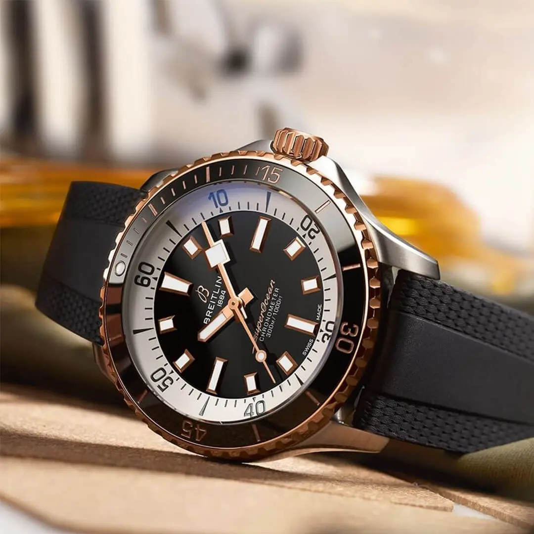 Breitling Superocean Automatic 42 Noir Oro Rose Gold Steel Black