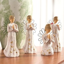 Sympathy Angel Figurines Set of 4 Resin Prayer Statues for Grieving Remembrance