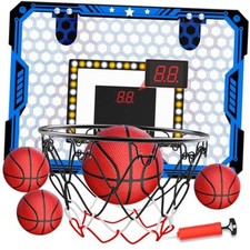 Indoor Basketball Hoop for Kids, Over The Door Mini Basketball Hoop Set Blue