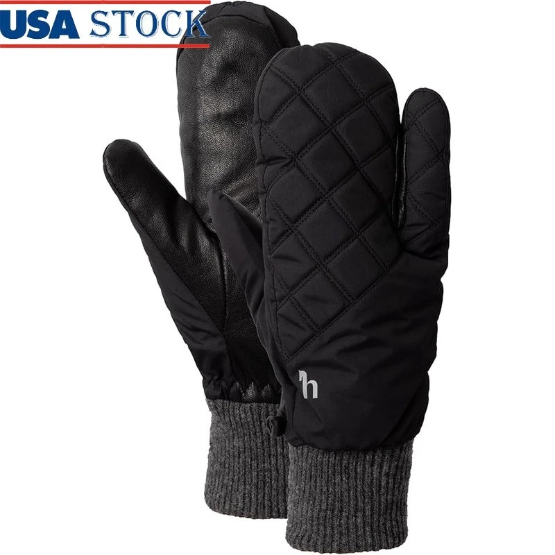 Winter Riding Gloves 3 Finger Lamb Leather Waterproof Windproof Insulated Cuff