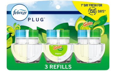 Febreze Plug in Air Fresheners, Gain Original Scent, Scented Oil Refill, 3 Count