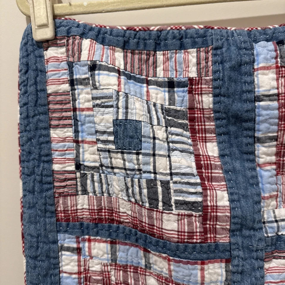 Винтажная стандартная наволочка Nautica ОДНА красно-бело-синяя американская лоскутная одеяло - Изображение 2 из 4