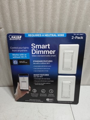 Feit Electric Wi-Fi Smart Dimmer Switch Works with Google Assistant Alexa 2 Pack