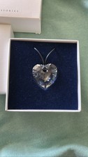 Swarovski Large Clear Crystal Heart Pendant Necklace Black Cord NIB