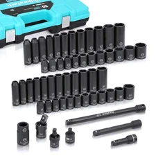 DURATECH 55-PIECE SOCKET SET 1/2’’ & 6 POINT IMPACT SOCKET SET 7 ACCESSORIES