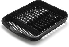 Image of Addis 516468 Plate Dish Draining Rack, Soft Black, 33 x 39.5 x 6 cm
