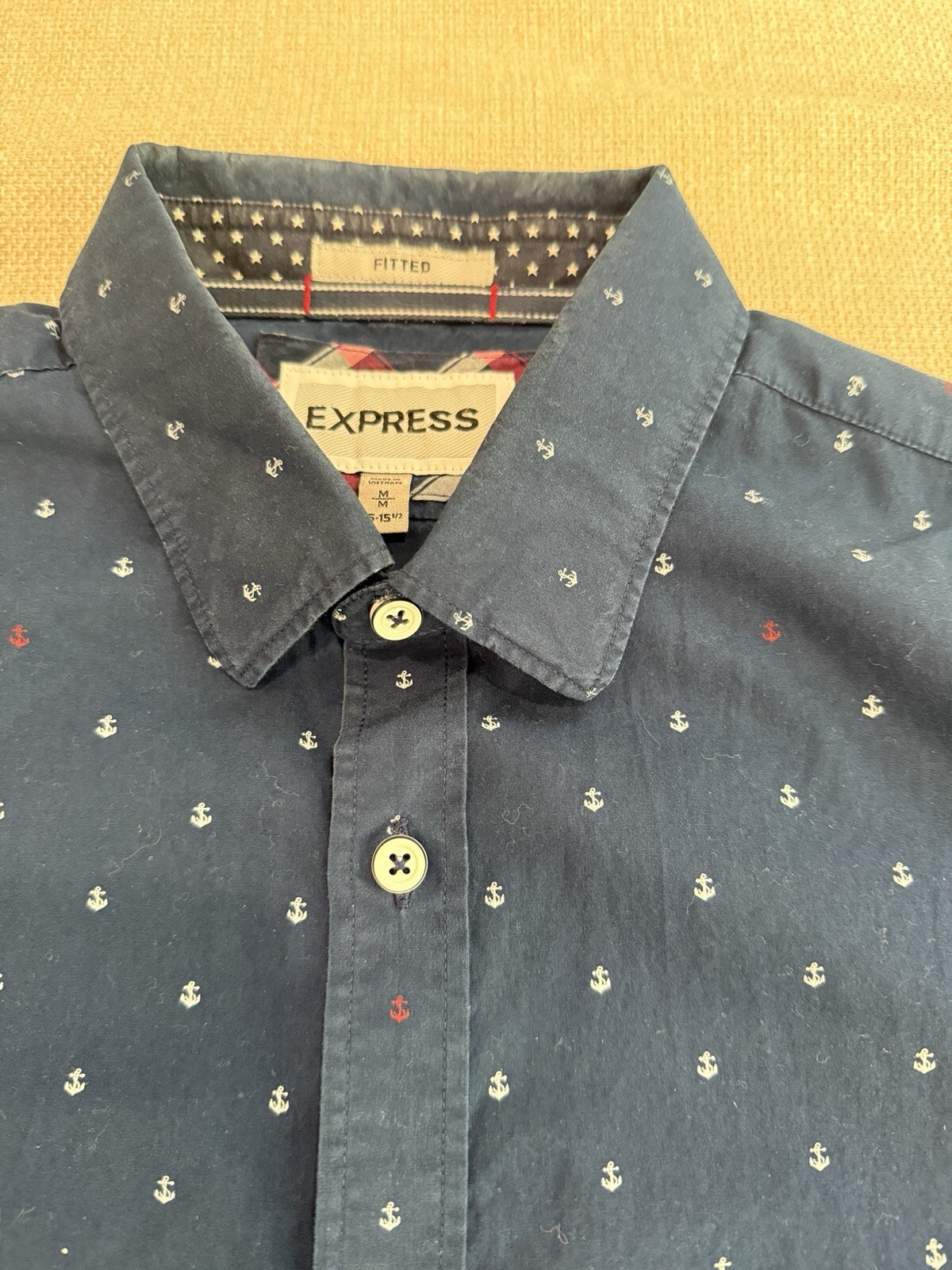 Express Fitted Button-down Anchor Print Blue Men’… - image 5