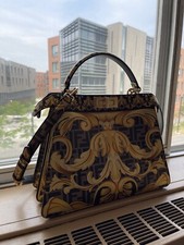 7200 Fendi x Versace Fendace ISeeU Peekaboo Bag Metallic Baroque Zucca Leather