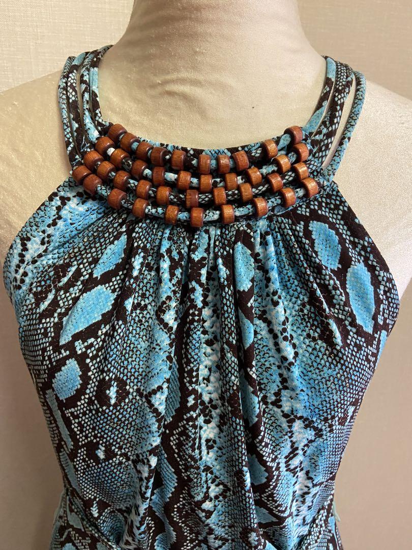 MICHAEL KORS turquoise blue python pattern dress … - image 1