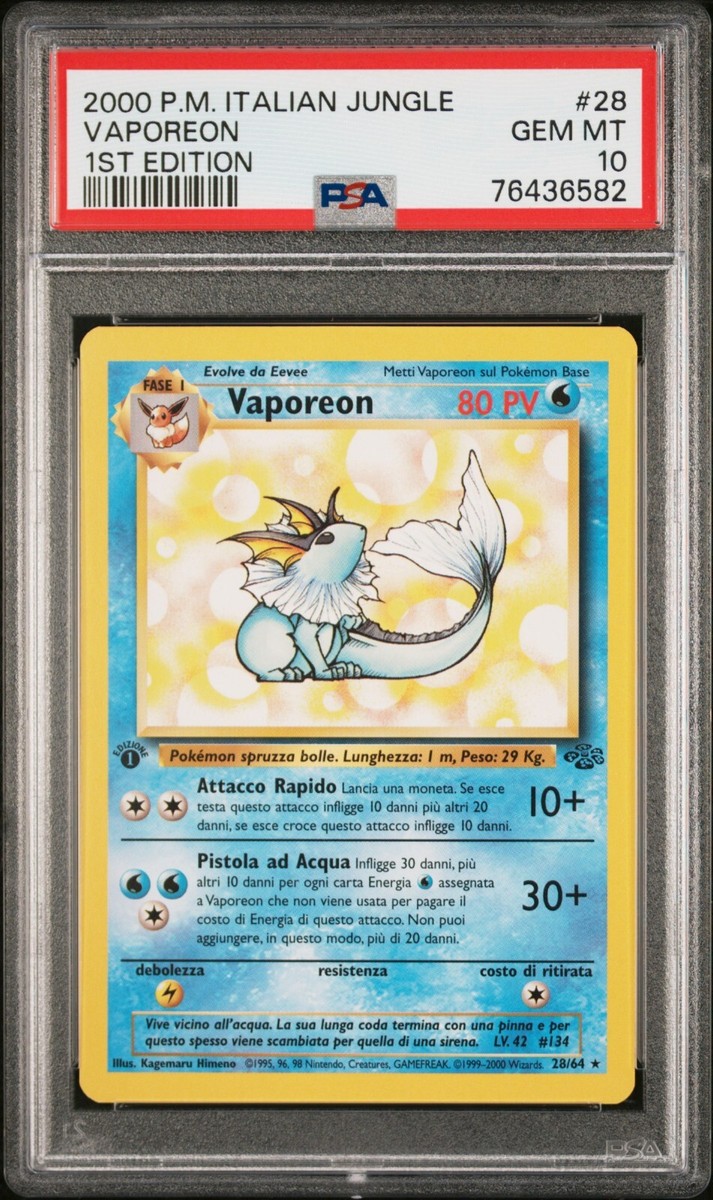 英語版初期　ポケモンカード　Vaporeon holo 1st Edition 1999 Pokemon Jungle Vaporeon 12/64 Holo 1st Edition GEM MINT