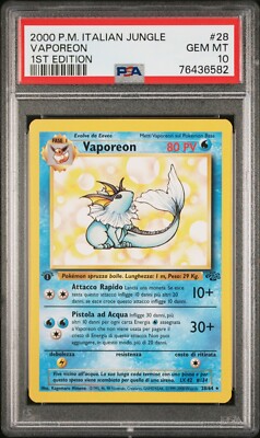 Pokemon PSA 10 GEM MINT 2000 Vaporeon 1st Edition Jungle Italian