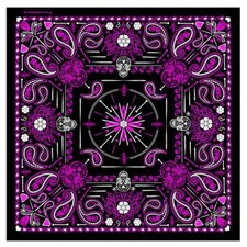 DELUXE PINK PAISLEY RETRO SKULLS BANDANA 21"X21" head hat motorcycle BAB1071