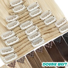 Thick Double Wefts Clip In 100 Remy Human Hair Extensions 170G Full Head Blonde