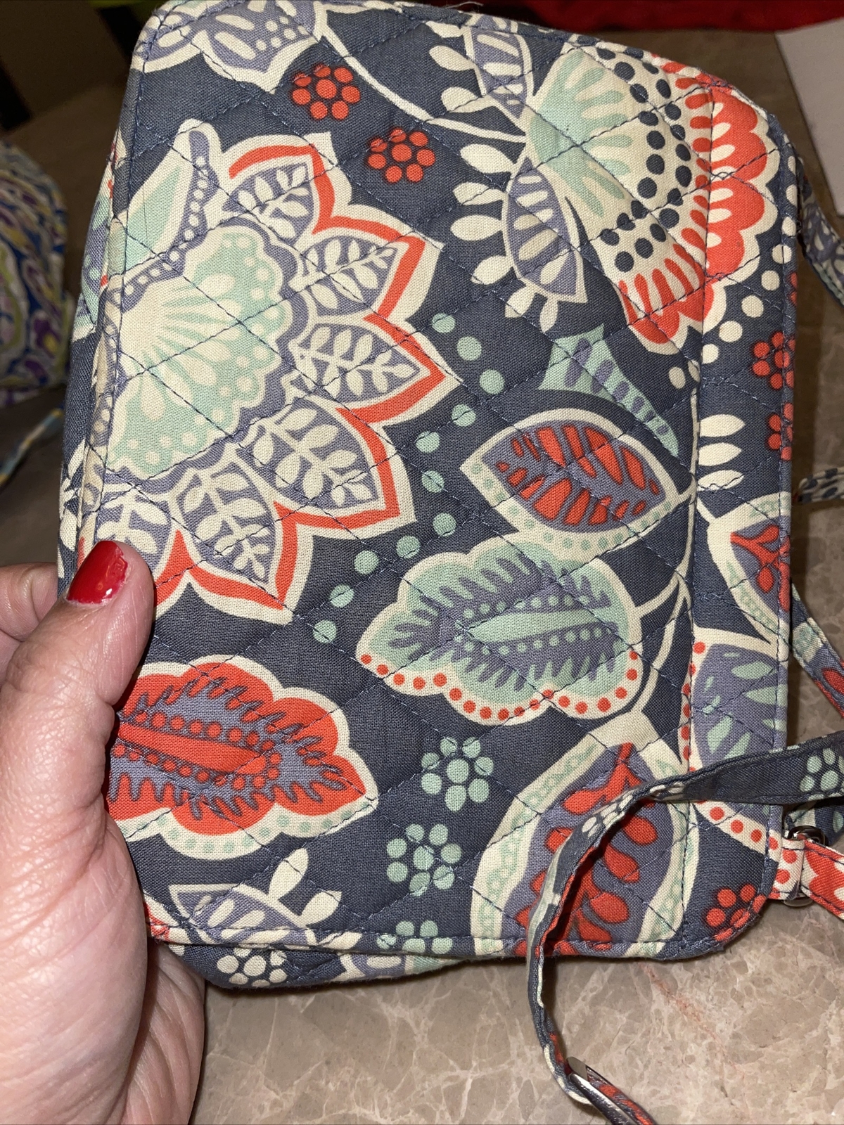 Vera Bradley Nomadic Floral Crossbody Purse Shoulder Bag Gray Orange eBay