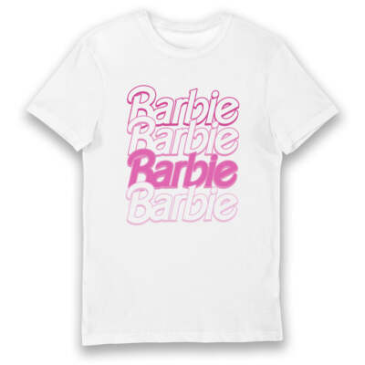 T-Shirt Bioworld Barbie Logo Erwachsene - weiß