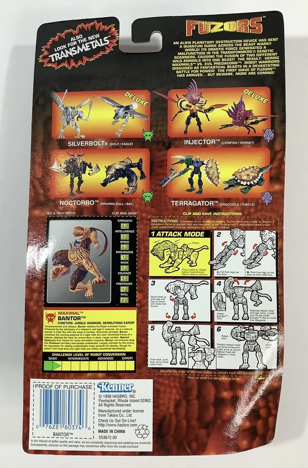 KENNER 90s Transformers Beast Wars Fuzors Bantor Action Figure Toy SEALED - Image 2 of 4