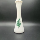 Vintage Hazel Atlas Ivy Medallion Milk Glass Flower Vase Anchor Hocking EUC