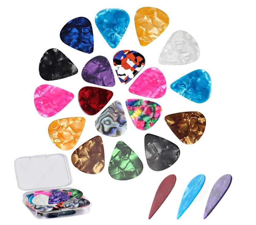 21 Pack Guitar Picks with Organizer Storage Box, 3 Different Thickness Colorful